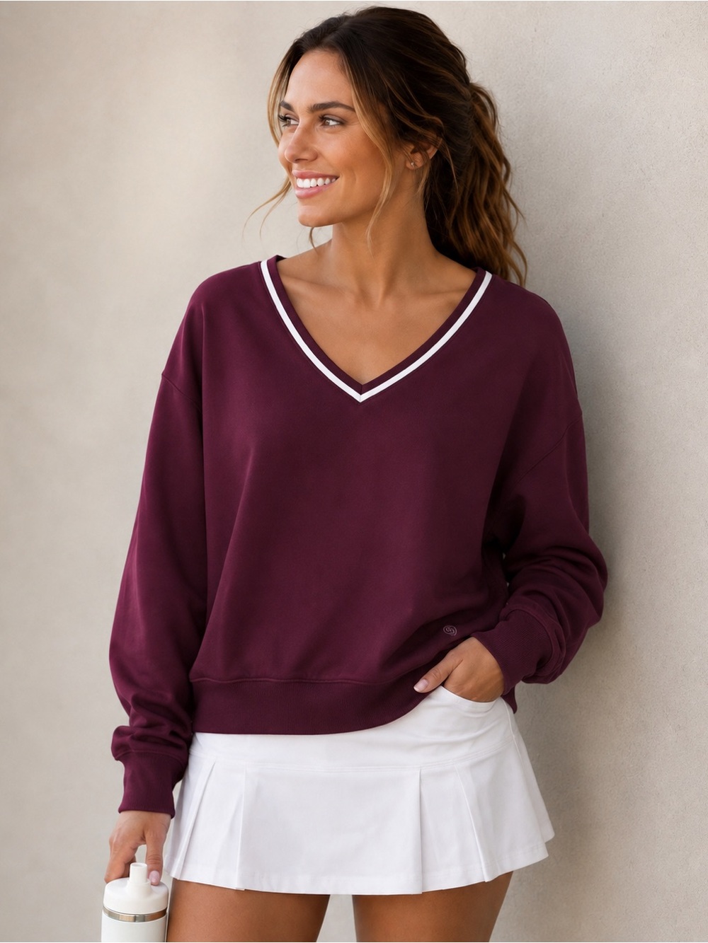 Stitch Fix We Wander Wandersoft V-Neck Pullover Sweatshirt Preppy Academia